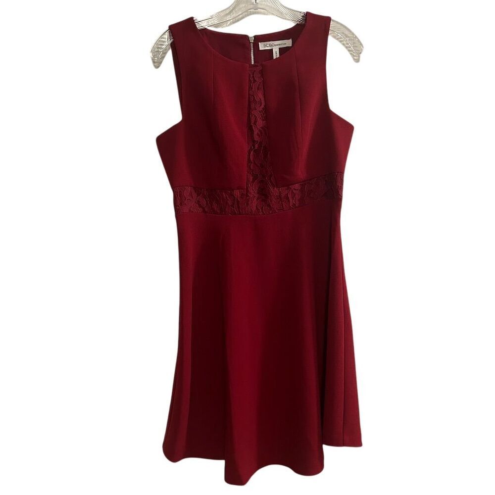 BCBG Women's Size 8 Red Sleeveless‎ A-Line Lace Short Dress